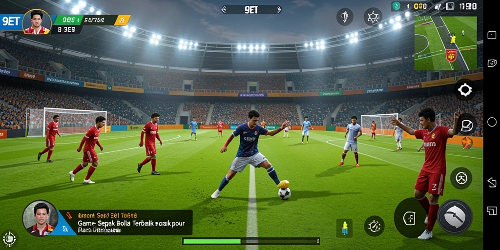 Screenshot gameplay 9ET yang menampilkan aksi mendebarkan di lapangan.