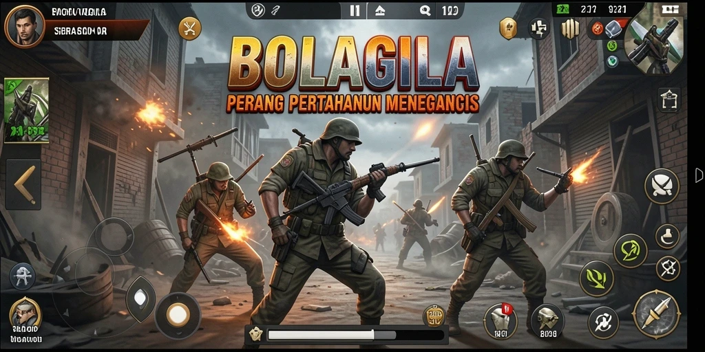 Tangkapan layar menampilkan aksi mendebarkan dalam BOLAGILA Tower Defense.