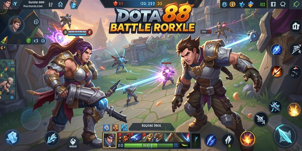 Tampilan gameplay seru dalam DOTA88 saat bertempur di Battle Royale.