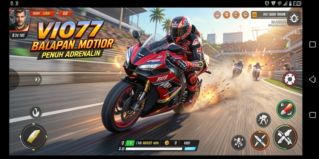 Tampilan gameplay VIO77 yang menegangkan dalam balapan motor.